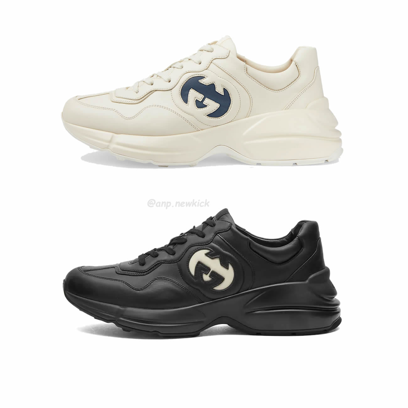 Gucci Rhyton Interlocking G Sneaker Black White 757857 Upg70 9567 (1) - newkick.org